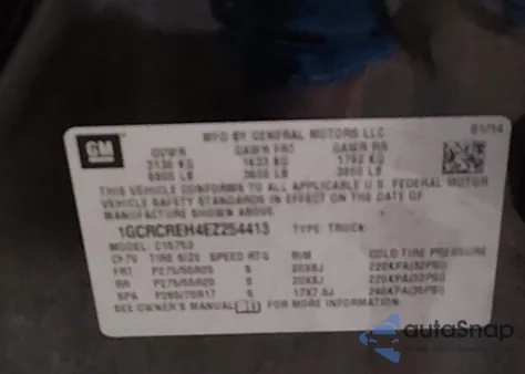 2014 Chevrolet Silverado 1500 1Lt from USA, damaged, VIN 1GCRCREH4EZ254413